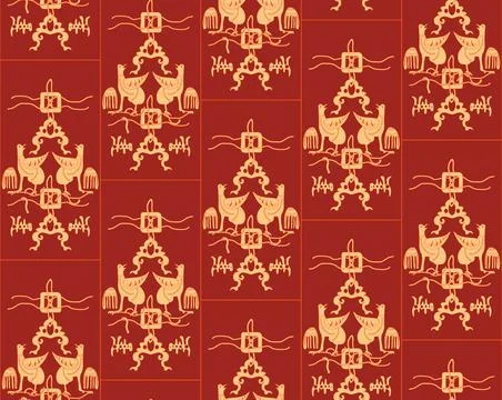 Seamless pattern. Vector yellow intertwined shapes with lines, created by aut Illustrazione stock