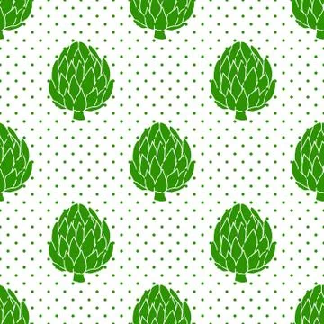 Seamless pattern vegetable artichoke market. Design farm natural vitamin Stock Illustration