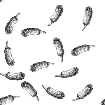 Seamless pattern vegetable chili pepper sketch hand drawn Stock Illustration