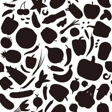 Seamless pattern of vegetables and fruit, vector illustration background 写真素材
