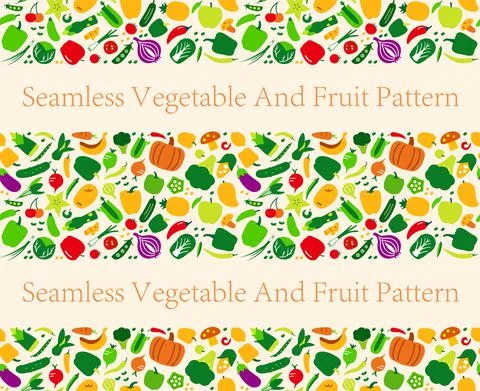 Seamless pattern of vegetables and fruit, vector illustration background 스톡 사진