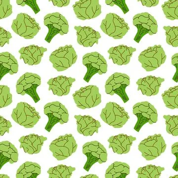 Seamless pattern vegetables with elements of broccoli, cabbage. Vector illust Illustrazione stock