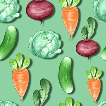 Seamless pattern with vegetables Stock Illustration