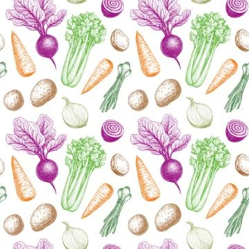 Seamless pattern with vegetables. Stock Illustration