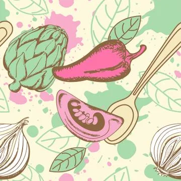 Seamless pattern with vegetables Stock Illustration
