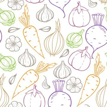 Seamless pattern with vegetables. Stock Illustration