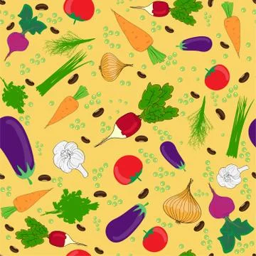 Seamless pattern  , vegetables illustrations Stock Illustration
