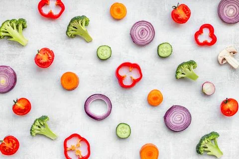 Seamless pattern of vegetables ingredients for cooking Foto stock