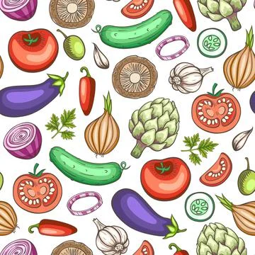 Seamless pattern with vegetables for the keto diet. Stock Illustration