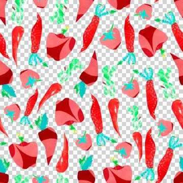 Seamless pattern of vegetables paper collage on white background. Carrots, beet Illustrazione stock