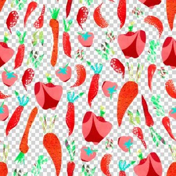Seamless pattern of vegetables paper collage on white background. Carrots, beet Stock Illustration