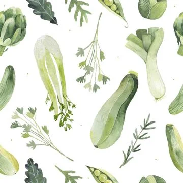 Seamless pattern with vegetables in a watercolor Illustrazione stock