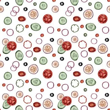 Seamless pattern with vegetables in a watercolor style. Healthy and wholesome Stock Illustration