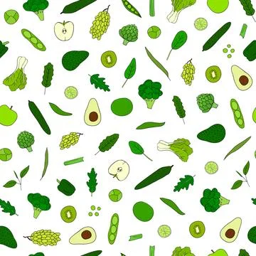 Seamless pattern with veggies and fruits. Stock Illustration