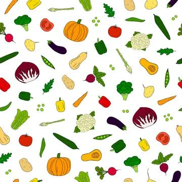 Seamless pattern with veggies. Stock Illustration
