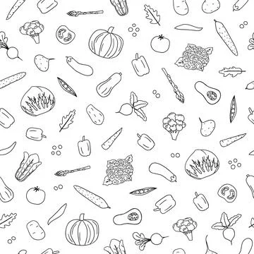 Seamless pattern with veggies. Stock Illustration