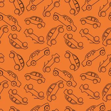 Seamless pattern of vehicle transportation in orange background. can b Stock Illustration