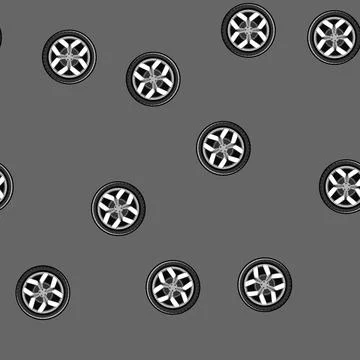 Seamless pattern vehicle wheel car cartoon vector イラスト素材