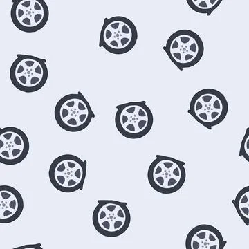 Seamless pattern vehicle wheel experiencing a flat tire problem Stock Illustration