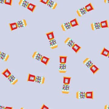 Seamless pattern vending bubblegum machine cartoon vector Stock Illustration