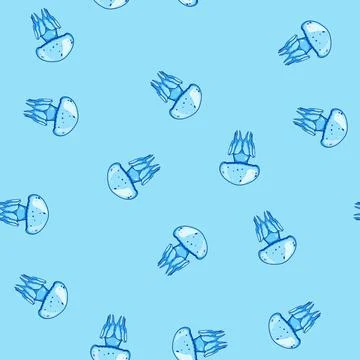 Seamless pattern venom jellyfish cartoon vector Stock Illustration