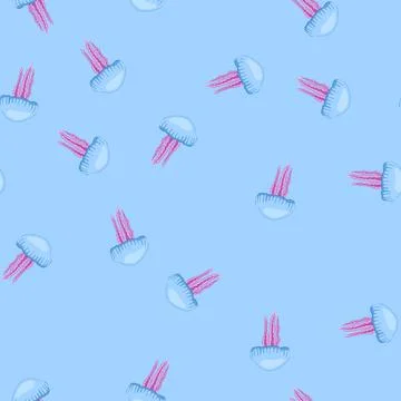 Seamless pattern venom jellyfish cartoon vector Stockillustratie