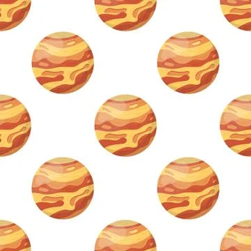 Seamless pattern with Venus planet isolated on white background. Planet of so Stock Illustration