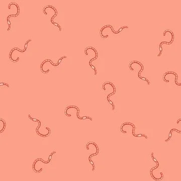 Seamless pattern vermiculture worm cartoon vector Stock Illustration