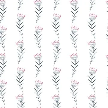 Seamless pattern with vertical flowers. Design for fabric, textile, wrapping, Stock Illustration