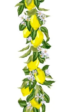 Seamless pattern vertical line in vector graphic with blooming flowers and br Stock Illustration