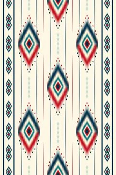 Seamless pattern on vertical stripes with traditional ethnic Ikat design Stock Illustration