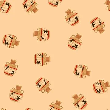 Seamless pattern vessel broken antique pot cartoon vector Stock Illustration