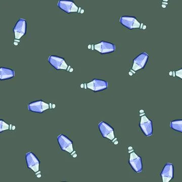 Seamless pattern vial potion bottle cartoon vector Stock Illustration