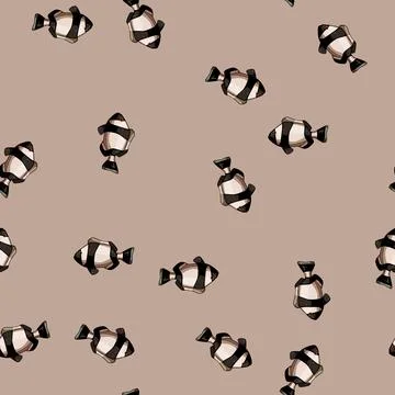 Seamless pattern vibrant clown fish cartoon vector Illustrazione stock