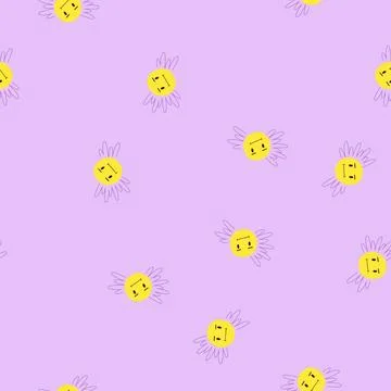 Seamless pattern vibrant flower face cartoon vector 库存插图