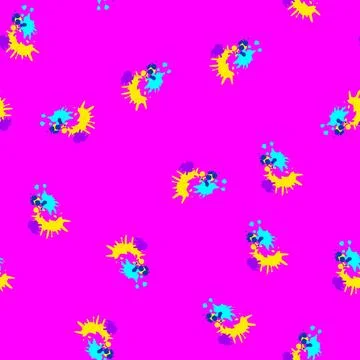 Seamless pattern vibrant paint splatters cartoon vector Stock Illustration