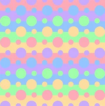 Seamless pattern of vibrant rainbow colors on stripes and circles. Stock Illustration