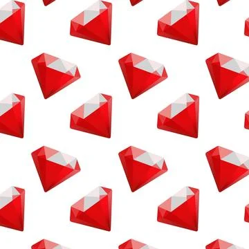 Seamless pattern of vibrant red diamonds with a 3D appearance on a white back Stock Illustration