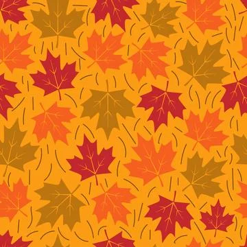 Seamless pattern of vibrant red orange and golden maple leaves Stock Illustration