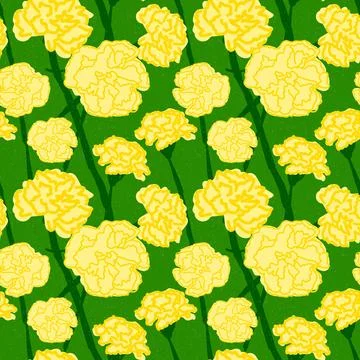 Seamless pattern vibrant yellow carnation Stock Illustration