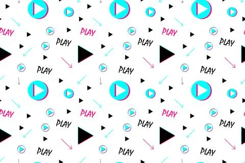 Seamless pattern with video player signs. Background 스톡 일러스트
