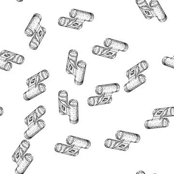 Seamless pattern view binoculars sketch hand drawn Stock Illustration