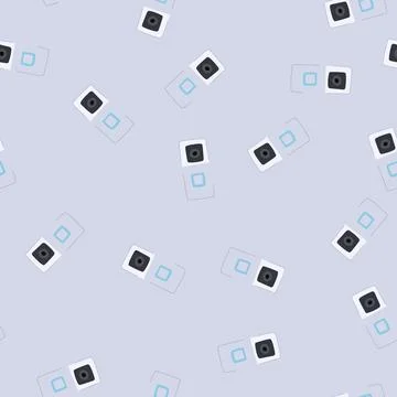 Seamless pattern view table camera cartoon vector Stock Illustration