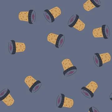 Seamless pattern vine wine cork bottle cartoon vector Stock Illustration
