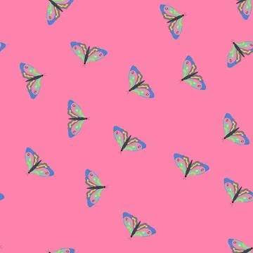 Seamless pattern vintage boho moth cartoon vector Stock Illustration