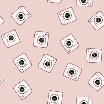 Seamless pattern Vintage camera app icon representing digital photography Illustrazione stock