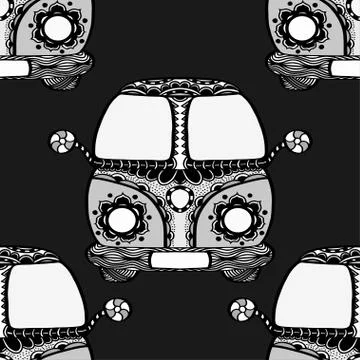 Seamless Pattern of Vintage car Stock Illustration