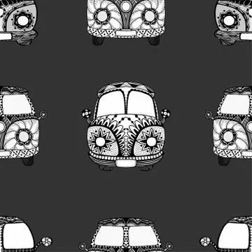 Seamless Pattern of Vintage car Illustrazione stock