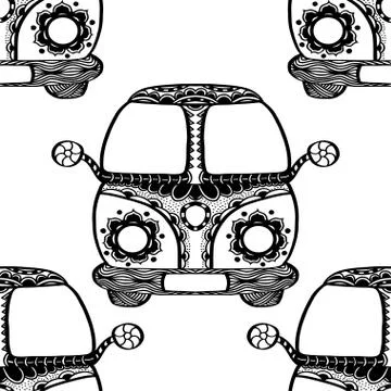 Seamless Pattern of Vintage car Illustrazione stock