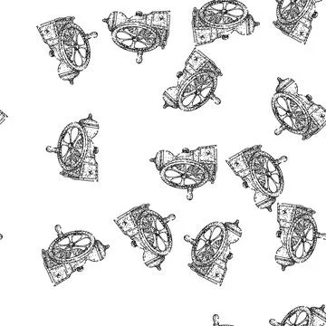 Seamless pattern Vintage coffee grinder hand drawn sketch illustration art Stock Illustration